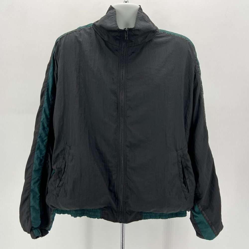 Vintage MacGregor Water Repellent Nylon Black Green Windbreaker Jacket Mens L